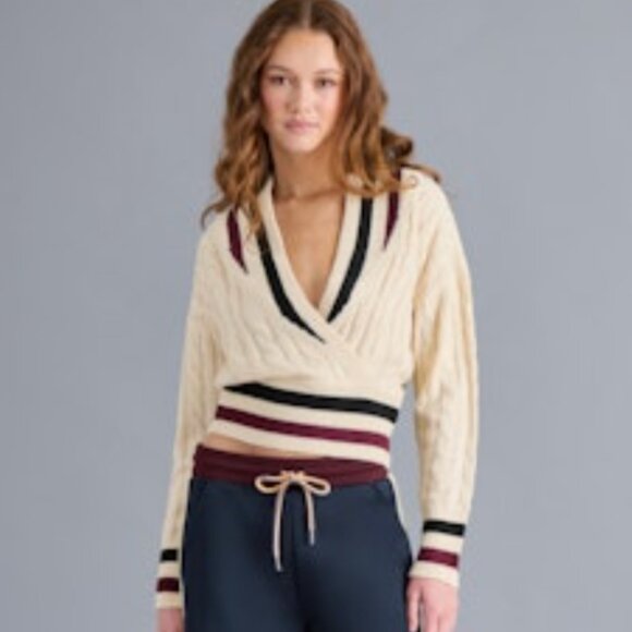 Steve Madden Varsity V-neck Addison Sweater - Picture 3 of 13